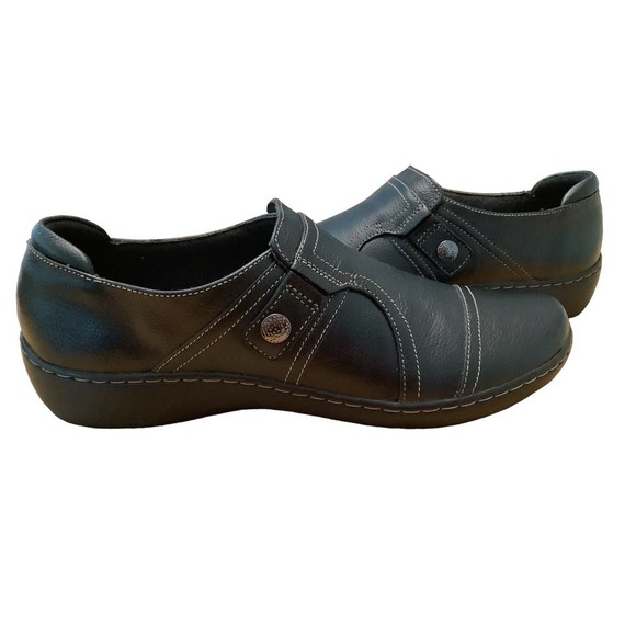 CLARKS COLLECTION ULTIMATE COMFORT WOMEN’S CORA BLACK LEATHER SHOES 12M NWOB - Picture 2 of 9